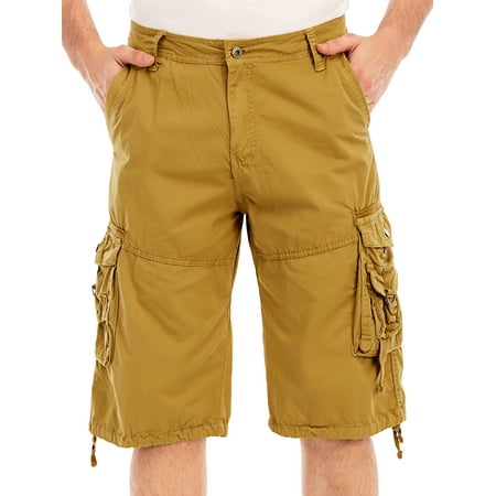 ALING Men's Cotton Cargo Shorts Big and Tall Sizes Loose Fit Cargo ...