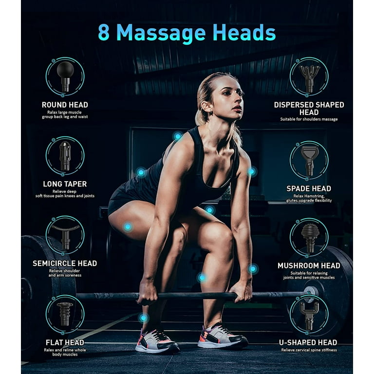 Massage Gun Deep Tissue,Percussion Back Massager Gun for Athletes Muscle  Massage Gun for Pain Relief with 10 Massage Heads & 20 Speeds (Matte Black)