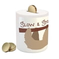 thumbnail image 2 of Sloth Piggy Bank, Cartoon Style Australian Wildlife Mammal on Tree Branch Slow Steady Phrase, Ceramic Coin Bank Money Box for Cash Saving, 3.6" X 3.2", Tan Chestnut Brown, by Ambesonne, 2 of 4