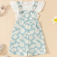 thumbnail image 2 of kpoplk Toddler Baby Girl Clothes Tie-Up Strap Ruffle Camisole Tops Linen Pants Set Little Girls Summer Outfits Size 2-3 Years,Green, 2 of 5