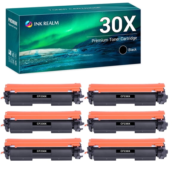 30X CF230X Compatible Toner Cartridge Replacement for 30X CF230X Pro MFP M227fdw M203dw M227fdn M203dn M203d M227sdn M227 M203 Printer Ink (Black, 6-Pack)