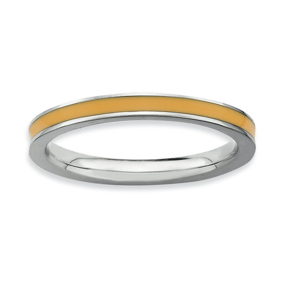 Sterling Silver Orange-Enameled 2.25mm Ring