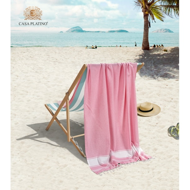 Casa Platino 100 Cotton Beach Towel with Beach Bag 4 Piece Beach Towels Oversized 39 x71 Pool Beach Towel Quick Dry Sand Towel Travel towel