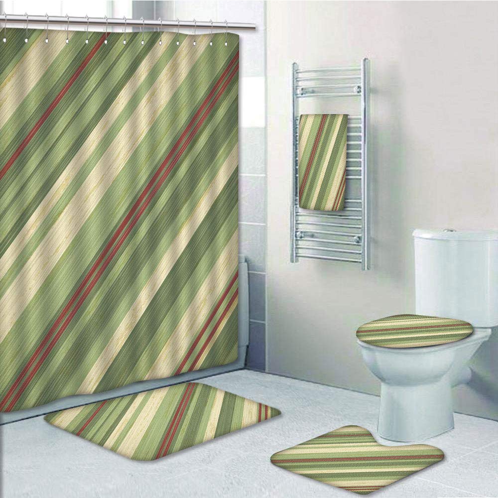 Abstract Color Art Shower Curtain Bath Mat Toilet Cover Rug Bathroom Decor