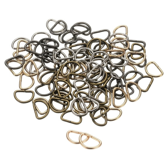 Uxcell 100pcs D Ring 3/8" (10mm) Metal Electroplate D-Shape Buckle Clips, 4 Colors