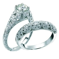 Moissanite Wedding Ring Vintage 2.50 Carat Round cut Moissanite Diamond Set with 18k Gold Plating