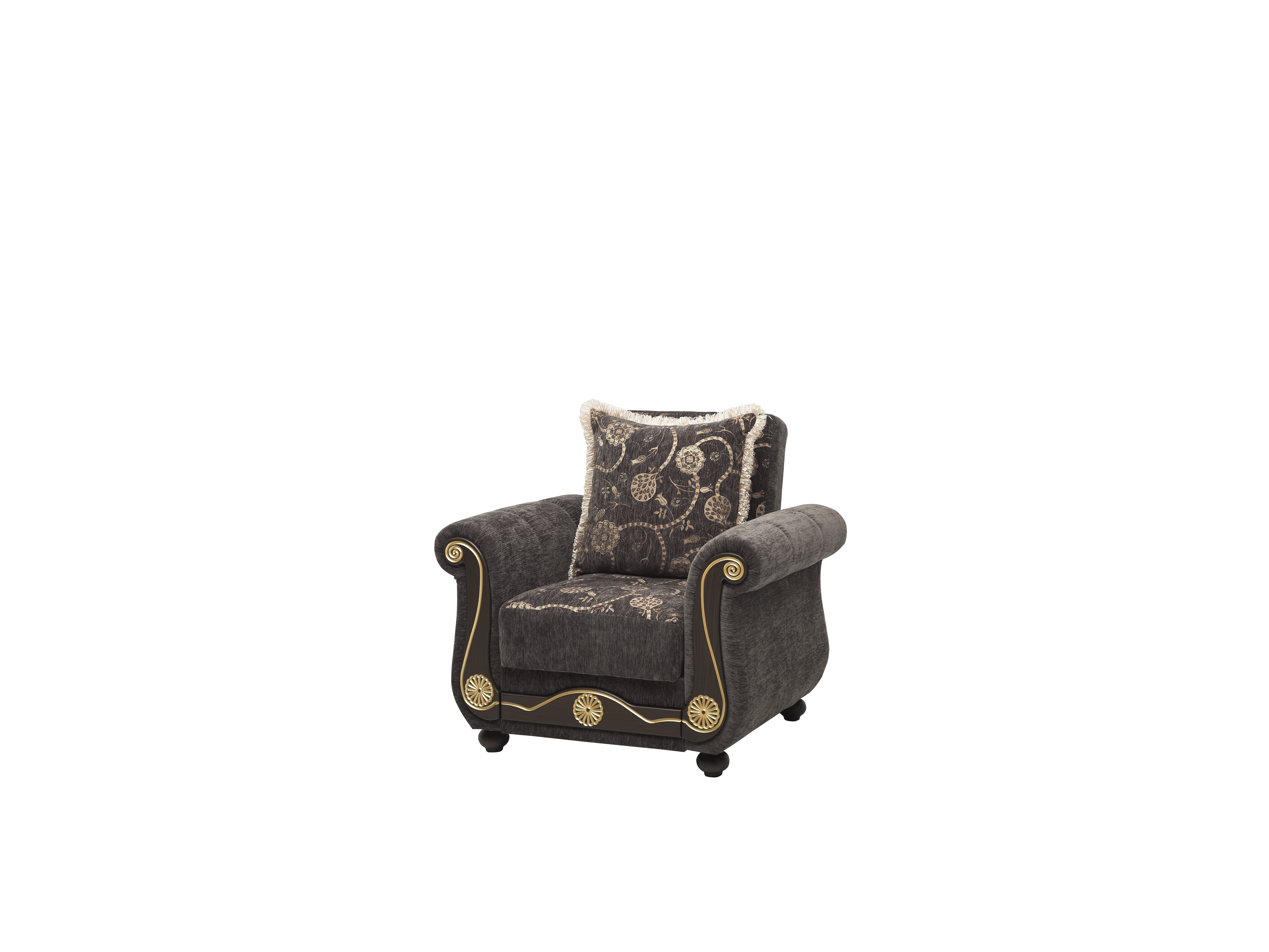 Ottomanson Convertible Accent Armchair with Hidden Storage, Firm Comfort Seating, Gray