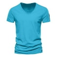 thumbnail image 5 of Men's Casual V Necks Short Sleeve T-Shirt Trendy Solid Design Lightweight Summer Top for Daily Wear, 5 of 5