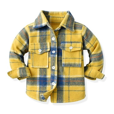 Boys' flannel Shirt Jacket Yellow 100