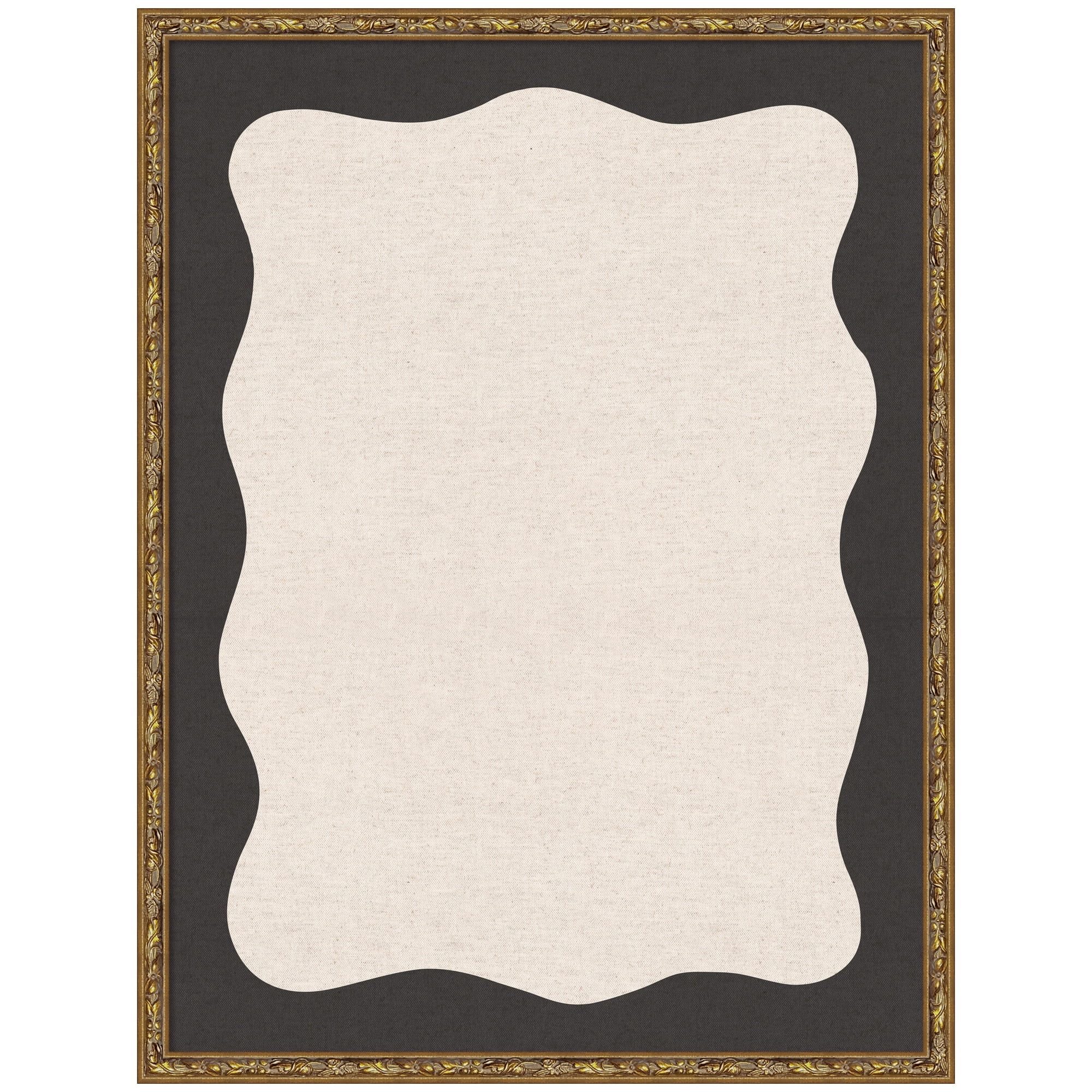 Kate and Laurel Framed Fabric Pinboard 19 x 25,  Printed Linen Decorative Bulletin Board for Use as a Vision Board or Wall Organization, Belvedere Bronze Frame