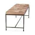 thumbnail image 5 of Pemberly Row Contemporary Blond Hair on Hide 60in Iron Bench, 5 of 6