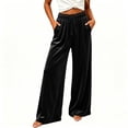 thumbnail image 6 of UKHCCC Wide Leg Pants for Women Velvet with Pockets High Waist Palazzo Trousers Flowy Dressy Casual Loose Fit Soft Velvety Office Party Evening S-2XL, 6 of 9