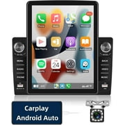 Podofo Double 2 Din 9.5'' Car Stereo Radio with Apple Carplay Android Auto Mirror Link HD Vertical Touch Screen Car MP5 Video Player Bluetooth FM USB Phone Charging,with Rearview Camera
