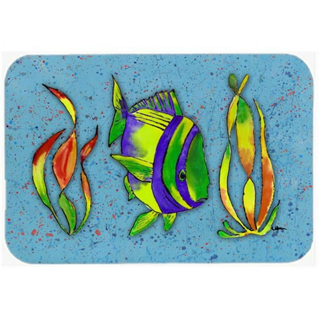 Carolines Treasures 8570LCB 15 X 12 In. Tropical Fish on Blue Glass Cutting Board Large Size