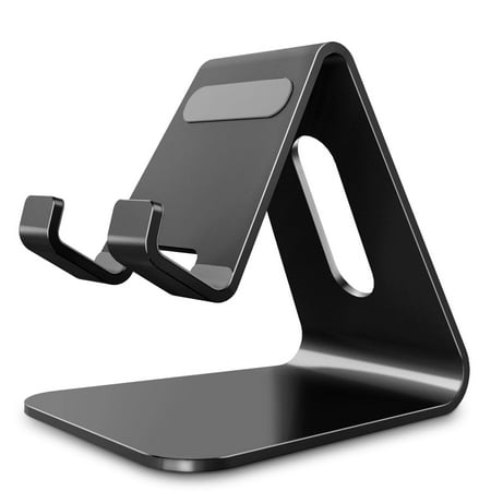 CreaDream Phone Holder for Desk, Cell Phone Stand Holder, Aluminum Desktop Stand Compatible with Switch, All Smart Phones, iPhone 16 15 14 13 12 Pro Max Mini-Black
