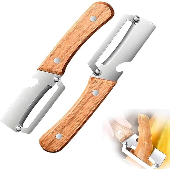 Multifunctional Vegetable Peeler for Kitchen, 2026 New Stainless Steel Peeler with Wooden Handle and Built-in Bottle Opener, for Fruit, Pumpkin, Pineapple, Papaya, Carrot, Kitchen Peeler Tool