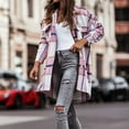 thumbnail image 3 of MELDVDIB Womens Button-Up Plaid Jackets Shirt Vintage Turn Down Neck Coats Fall Long Size Oversized Lounge Comfy Outerwear Tops, 3 of 5