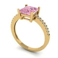 thumbnail image 2 of 1.62 ct Princess Cut Simulated Pink Diamond Solitaire with Accents Engagement Ring for Women in 18K Yellow Gold, 2 of 5