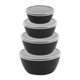 thumbnail image 2 of Bowls with Lids Set,Small Classic Plastic Prep Bowls with Lids,Set of 4 Nesting Plastic Salad Bowls,Microwave and Dishwasher Safe(Black), 2 of 9