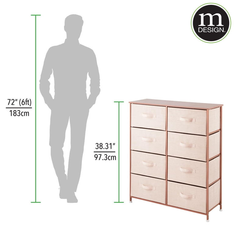 mDesign Large Storage Dresser Furniture, 8 Fabric Drawers, Light Pink/Rose  Gold - Walmart.com