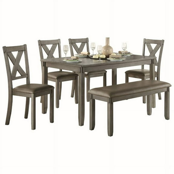 Pemberly Row 6 Piece Wood Dining Set in Gray