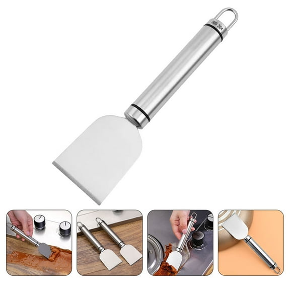 KALLORY 2Pcs Stainless Steel Cleaning Scraper for Kitchen Cleaning in Silver 18.8x4.7x1.8in