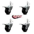 thumbnail image 2 of 3 Inch Hard Rubber Swivel 7/16 Inch Grip Ring Stem Caster Set Total Lock Brake, 2 of 2