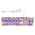 thumbnail image 2 of Teclado mecánico 104 teclas ergonómico RGB retroiluminado mecánico para juegos computadora PC teclado para Windows para sistema operativo púrpura rosa blanco azul interruptor, 2 of 14