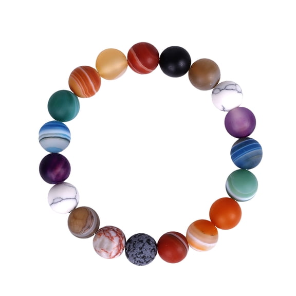 SUSHANG Planetary Bracelet 1 Pack Solar System Bracelet 7 Chakras Natural Stone Bracelets for Women Men Stress Yoga Beads Elastic Bracelet Bangle