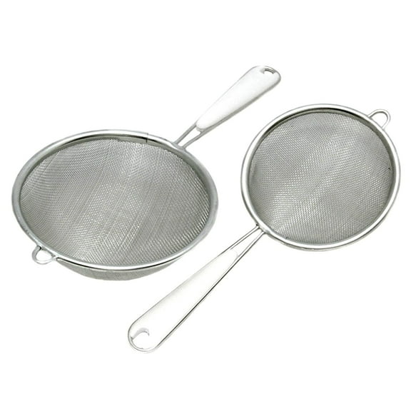 Chef Craft 3" & 4" Stainless Steel Fine Mesh Food Strainer for Kitchen Set with Handle 3 Sets