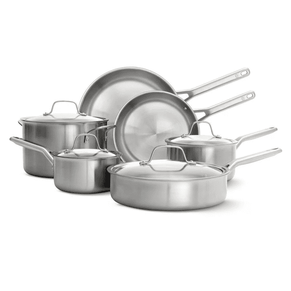 Open Box Calphalon Stainless Steel 10-Piece Triply Cookware Set