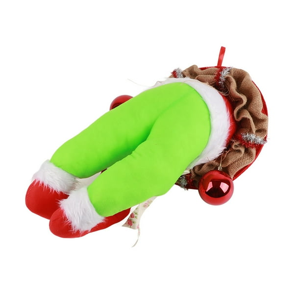 Corona navideña de peluche con el personaje de la película "Ladrón Verde", divertida corona navideña para puerta, decoración navideña para ventana, puerta y jardín.