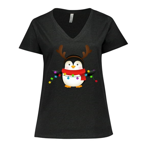 Inktastic Penguin Xmas Women's Plus Size V-Neck T-Shirt