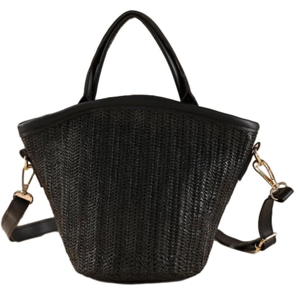 HLSOHJP Straw Beach Bags for Women Woven Crossbody Bags Handmade Tote Bag Raffia Bag Straw Purse Sling Bag Handbag Summer Vacation