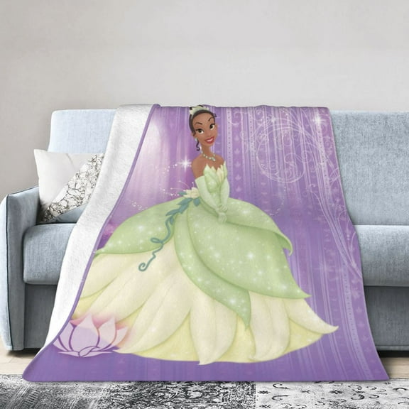 Princess and The Frog Throw Blanket,Princess Tiana Flannel Blanket for Kids Couch Bed 30" x 40"