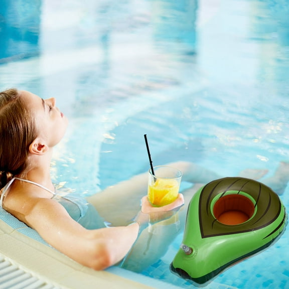 MLINS 5pcs Inflatable Green Avocado Floating Drink Holder Premium PVC for Pool and Beach Use
