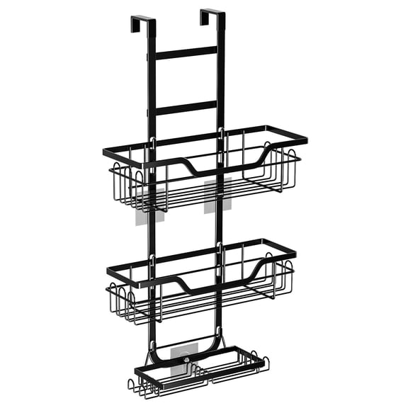 HonorHut Hanging Shower Rack Waterproof Storage Shower Shelves 3 Tier Wall Hanging Shower Organizer with Soap Holder Over the door shower caddy Easy Installation Bathroom Accessories Black