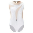 thumbnail image 2 of iiniim Little Girls' Athletic Dance Bodysuit Tank Top Shiny Rhinestone Biketards One Piece Activewear White 16, 2 of 7