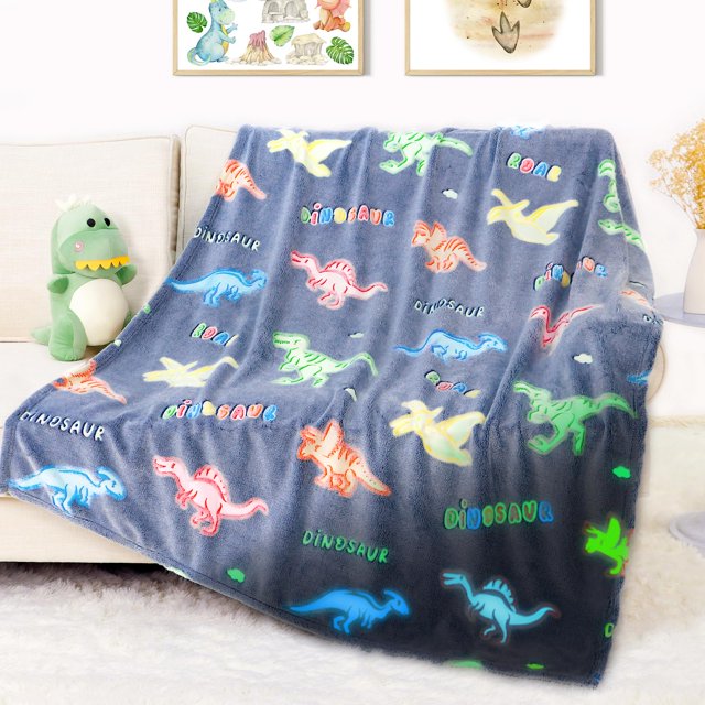 Manta de dinosaurio que brilla en la oscuridad para niños - OHOIT