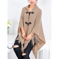 thumbnail image 6 of Poncho Sweater Women Oversized Horn Buttons Knit Poncho Cape Coat Cardigan Shawl Tassel Wrap Sweater for Women, 6 of 7