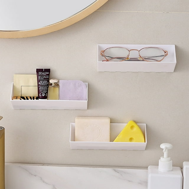 Caja de almacenamiento montada en la pared | Organizador de puerta de gabinete de plástico para cocina y baño | Fácil instalación sin perforaciones | Ahorro de espacio para artículos de limpieza
