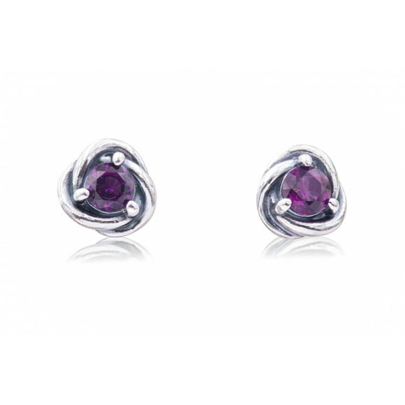 Pandora February Purple Eternity Circle Stud Earrings