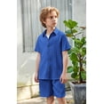 thumbnail image 5 of Arshiner Boys Summer Beach Outfits 2 Piece Casual Button Down Shirt and Shorts Set Vacation Texture Sets, 5 of 7