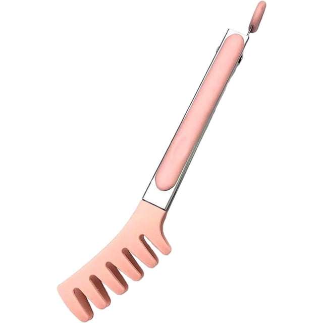 Stainless Steel Pasta Tong With Silicone Tips Non Slip Food Serving Tongs For Nood Les Spaghetti Kitchen Cooking (25.7x5.8cm)