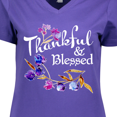 thumbnail image 4 of Inktastic Thankful and Blessed Inspirational Saying with Flowers Women's V-Neck T-Shirt, 4 of 5