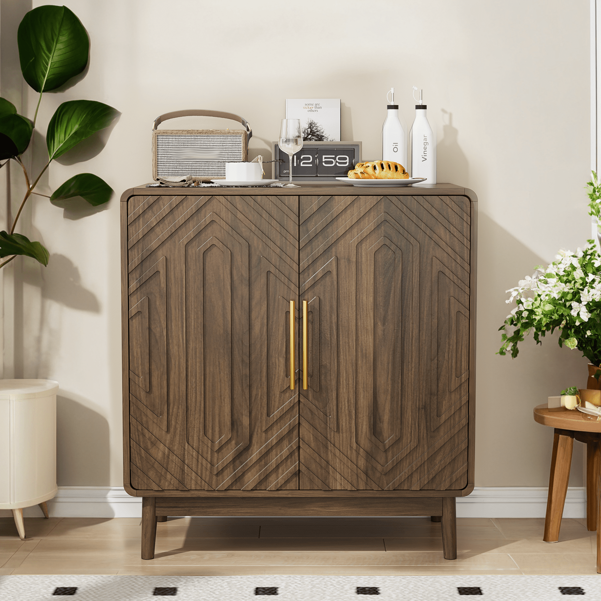 Leumius 31.5" Sideboard Buffet Cabinet with Storage & 2-Door,Multifunctional Accent Cabinet, Adjustable Shelves for Living Room/Entryway/Kitchen