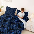 thumbnail image 3 of Homewish Death Skull Skeleton Bed Sheets,Retro Damask Full Size Sheets,Black Blue,Halloween Bed Set,4 Pieces,1 Flat Sheet, 1 Fitted Sheet and 2 Pillowcases, 3 of 6