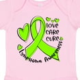 thumbnail image 4 of Inktastic Love, Care, Cure Lymphoma Awareness Lime Green Ribbon Hearts Boys or Girls Baby Bodysuit, 4 of 5