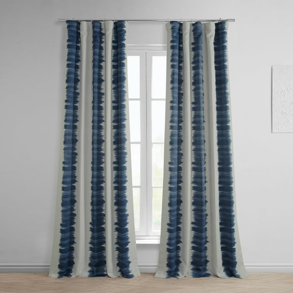 Half Price Drapes Printed Flambe Blue Room Darkening Curtains for Bedroom(1 Panel), 50W X 108L