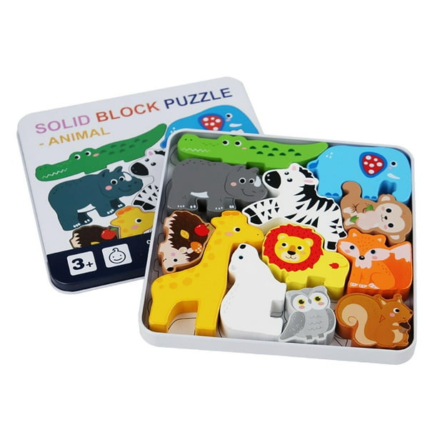 Rompecabezas de dibujos animados en 3D, regalo, juego de juguetes para niñas y niños pequeños. animales del bosque